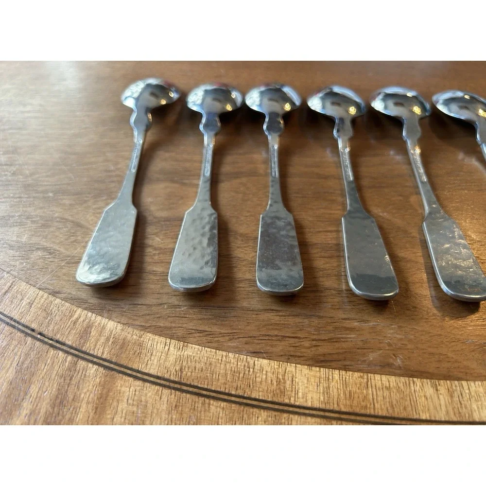 Towle Hammered Set of 8 Stainless Soup Spoons, Germany 6 1/4